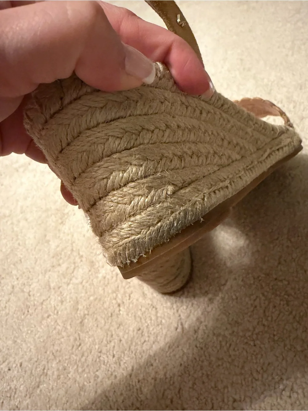 kate spade pre-loved Women’s Tan Scalloped Espadrille Ankle-Strap Sandals